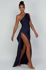 Damen Abendkleid mit Seitenschlitz | One Shoulder