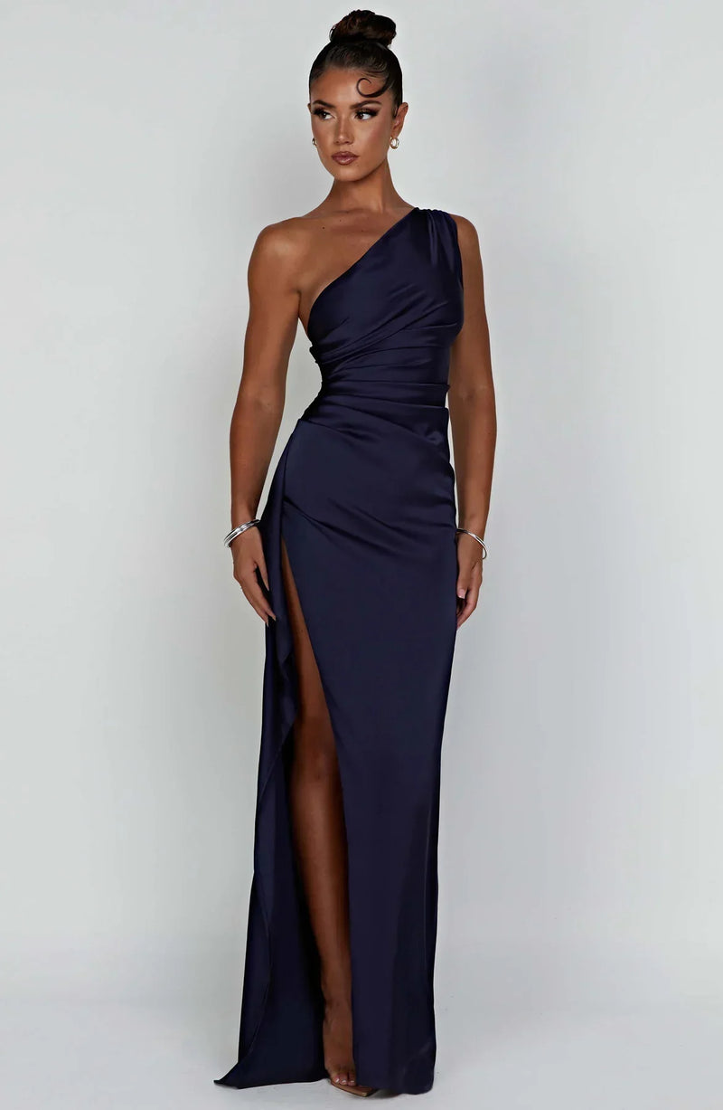 Damen Abendkleid mit Seitenschlitz | One Shoulder