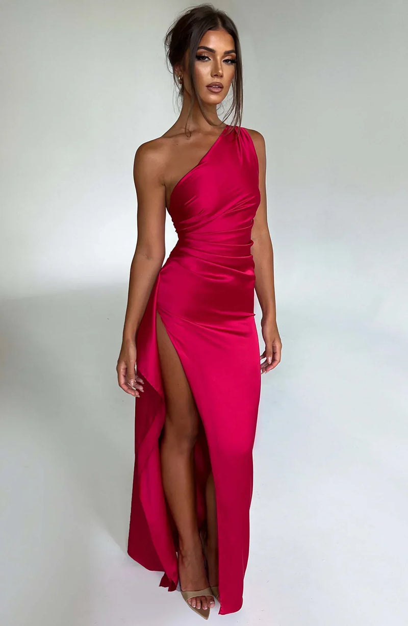 Damen Abendkleid mit Seitenschlitz | One Shoulder