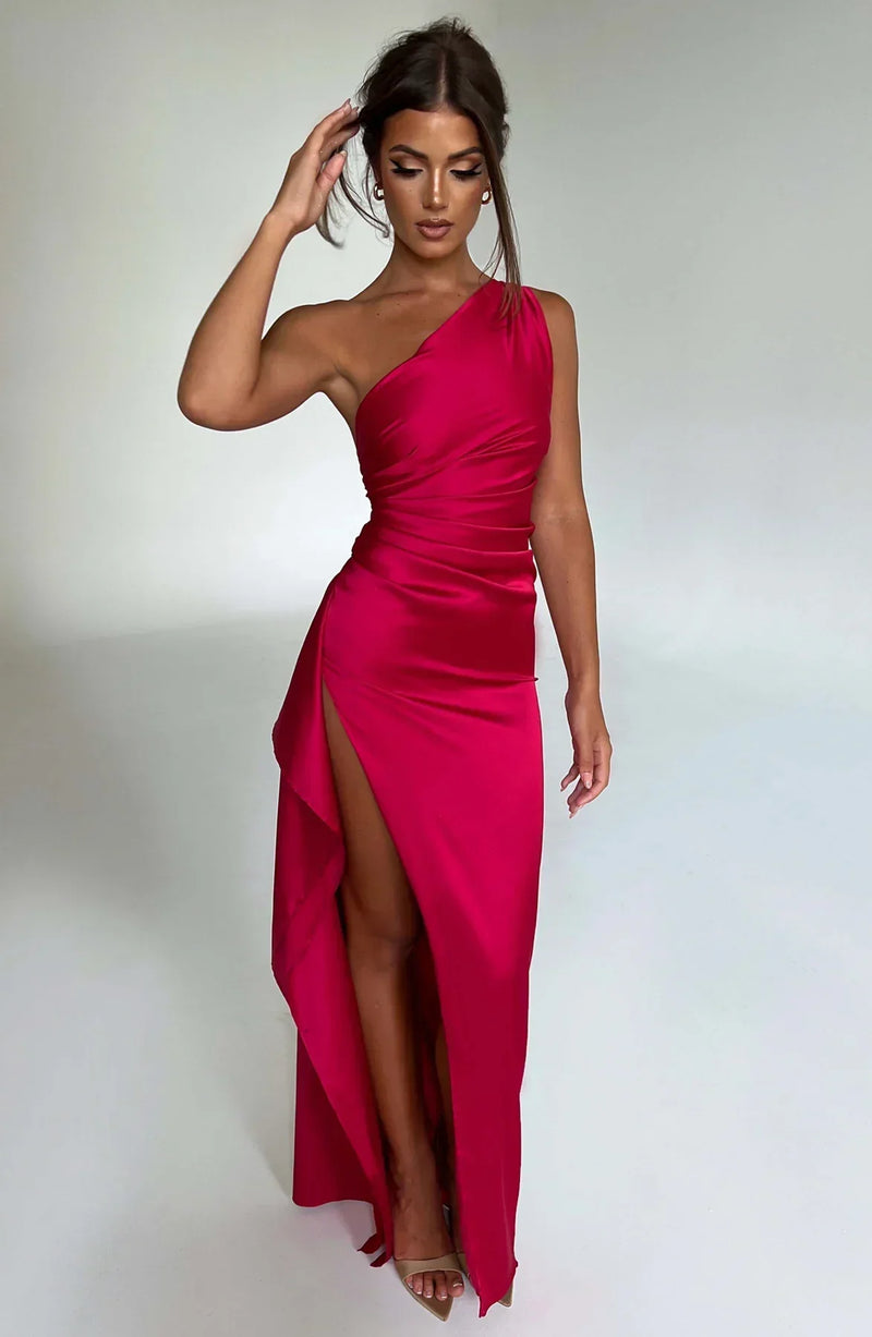 Damen Abendkleid mit Seitenschlitz | One Shoulder