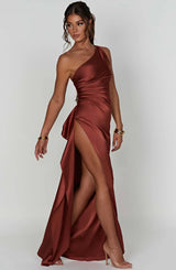 Damen Abendkleid mit Seitenschlitz | One Shoulder
