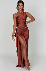 Damen Abendkleid mit Seitenschlitz | One Shoulder
