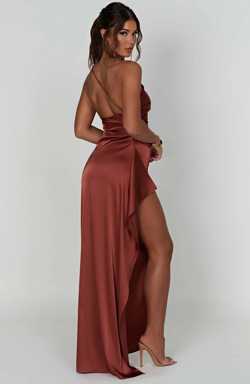 Damen Abendkleid mit Seitenschlitz | One Shoulder