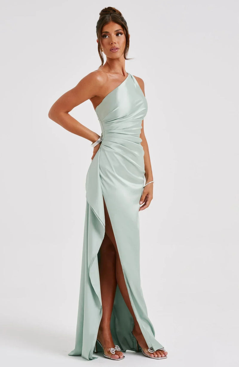 Damen Abendkleid mit Seitenschlitz | One Shoulder