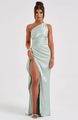 Damen Abendkleid mit Seitenschlitz | One Shoulder