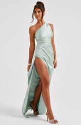 Damen Abendkleid mit Seitenschlitz | One Shoulder