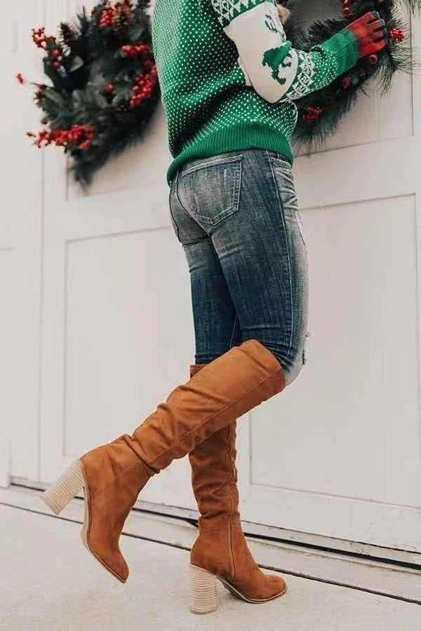 Trendige Damenstiefel Mit Blockabsatz | Winter