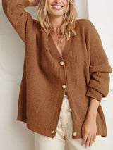 Winterlicher Oversize-Cardigan Mit Knöpfen Und Offener Vorderseite Für Damen | Langarm