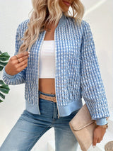 Blau Karierte Damenjacke Für Damen | Reißverschluss