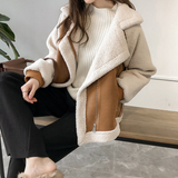 Zweifarbiger Teddymantel Für Frauen | Übergröße