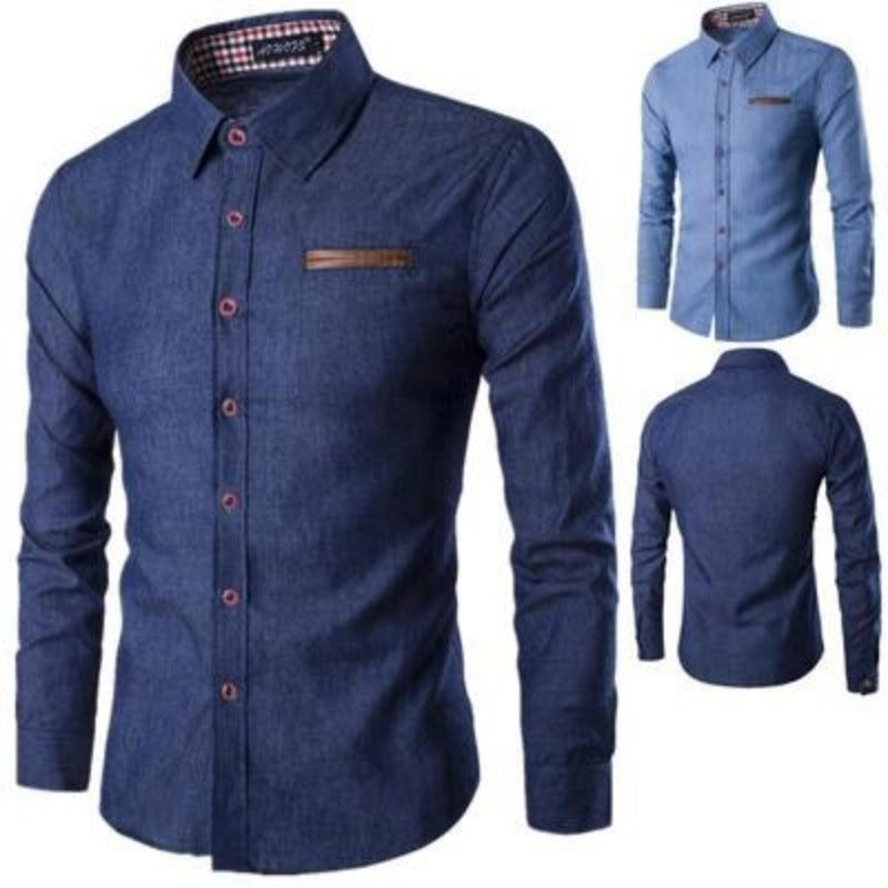 Herren Stilvolles Jeanshemd mit Knöpfen | Langarm
