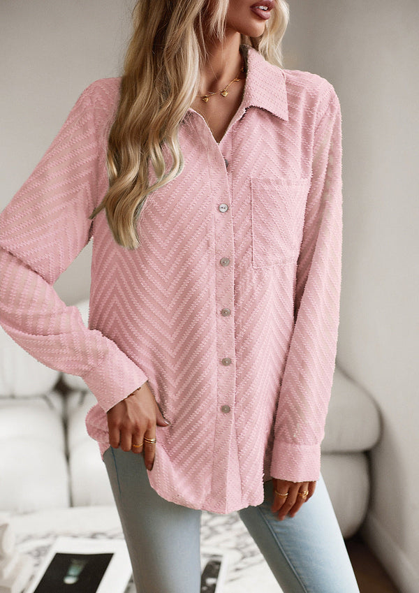 Delrynda - Rosa Bluse mit Muster