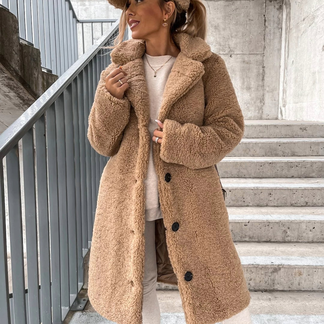 Stylischer Langer Teddymantel Für Frauen | Winter