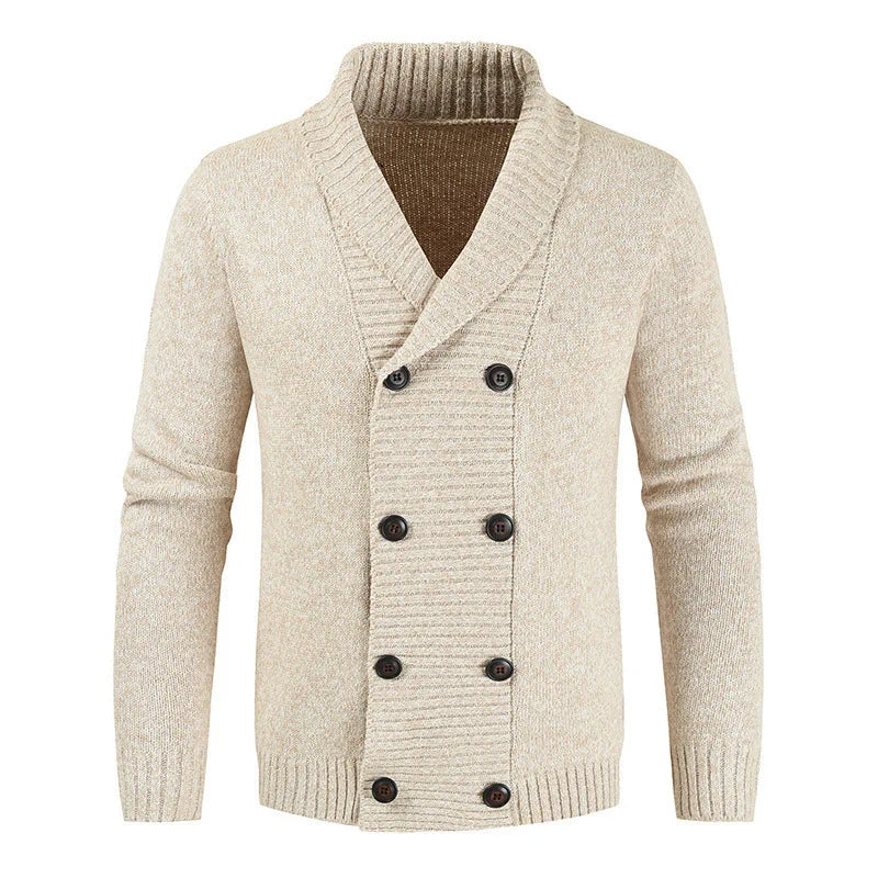 Lässiger Herren-Wintercardigan Mit Zweireihiger Knopfleiste | Lange Ärmel
