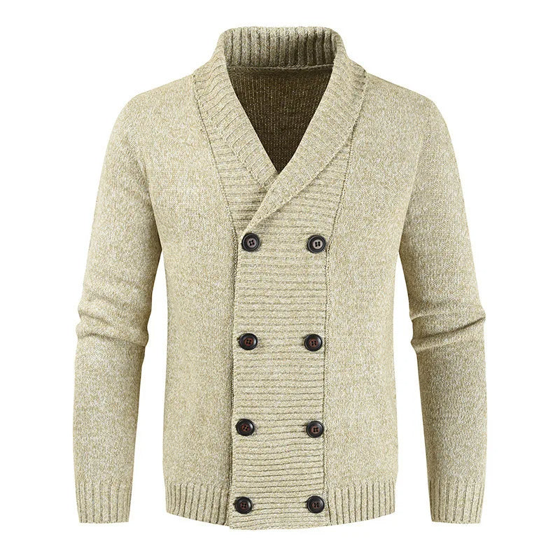 Lässiger Herren-Wintercardigan Mit Zweireihiger Knopfleiste | Lange Ärmel