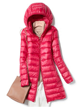 Lange Daunenjacke Mit Kapuze Für Damen | Winter