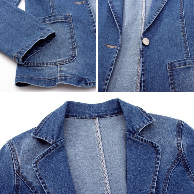 Langärmliger Jeansblazer Für Damen | Mit Taschen