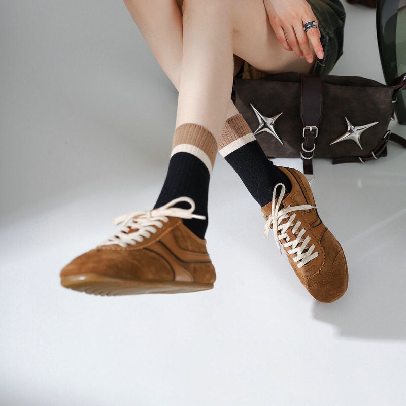 Damen Plateau Sneaker | Schnürschuhe Flache Sohle Alltag