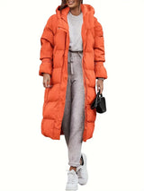 Lange Pufferjacke Mit Kapuze Für Damen | Warm