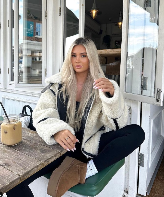 Damen Teddy-Winterjacke Mit Langen Ärmeln | Weiß