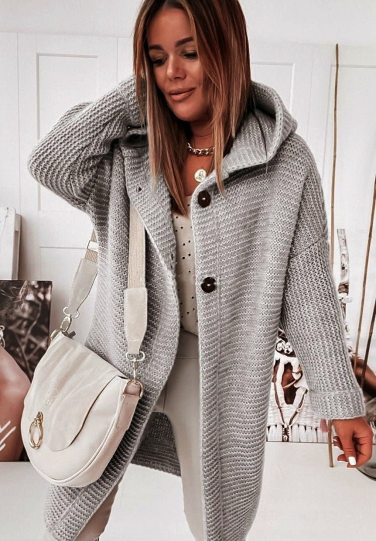 Lässiger Damen-Cardigan Mit Kapuze | Lange Ärmel