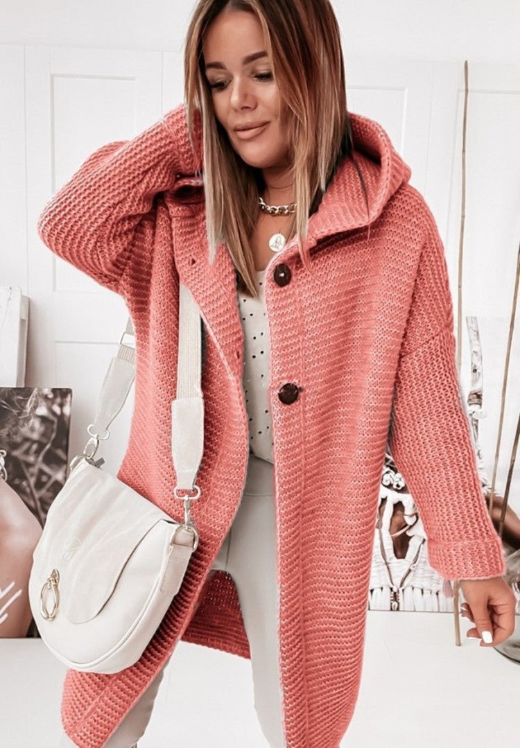 Lässiger Damen-Cardigan Mit Kapuze | Lange Ärmel