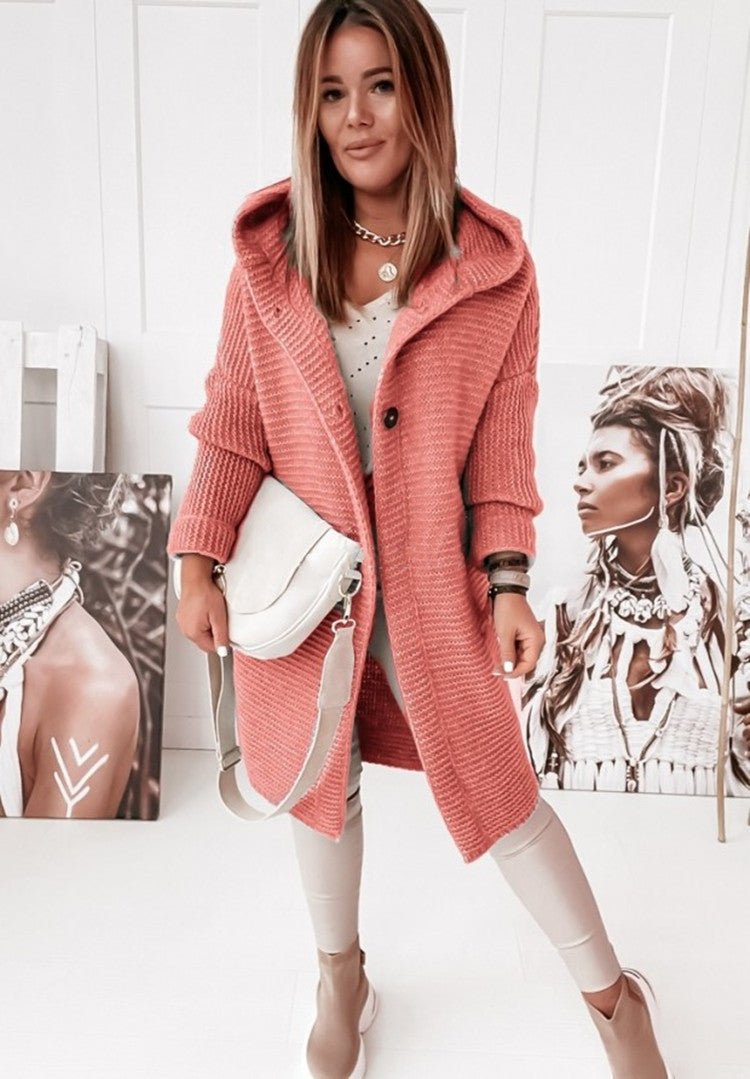 Lässiger Damen-Cardigan Mit Kapuze | Lange Ärmel