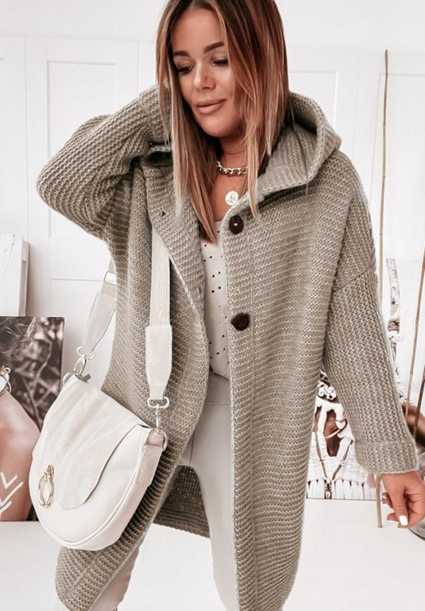 Lässiger Damen-Cardigan Mit Kapuze | Lange Ärmel