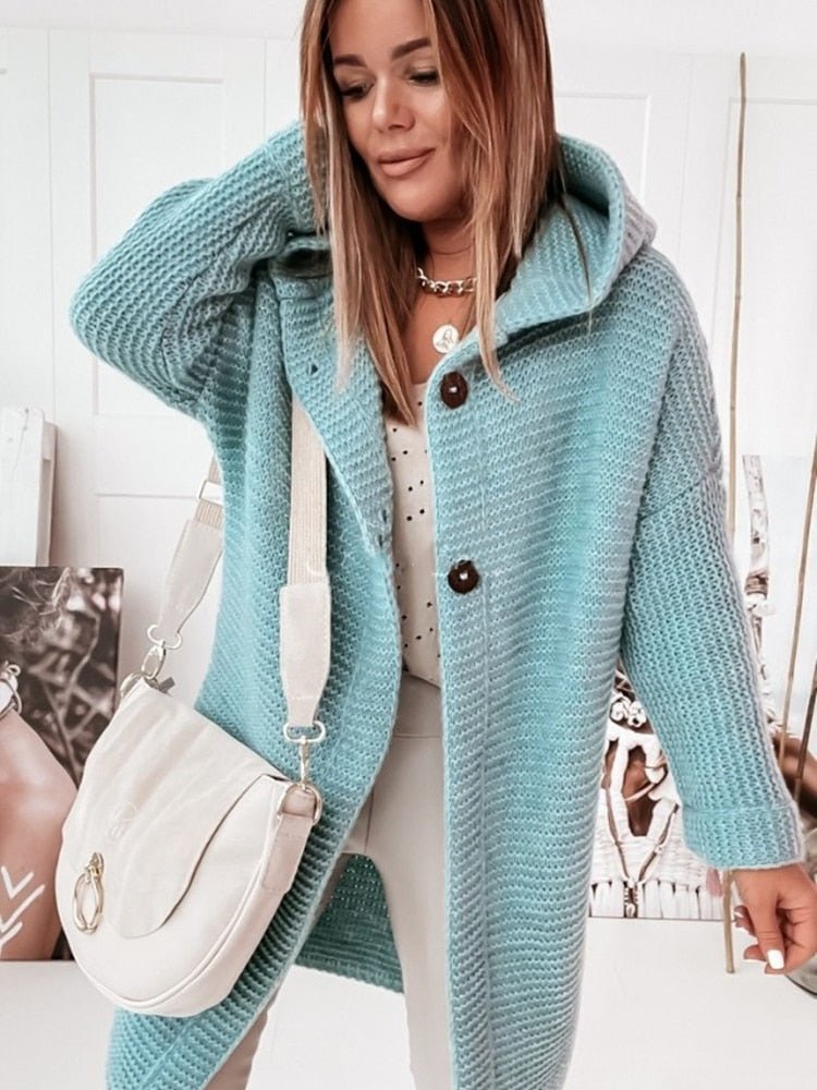 Lässiger Damen-Cardigan Mit Kapuze | Lange Ärmel