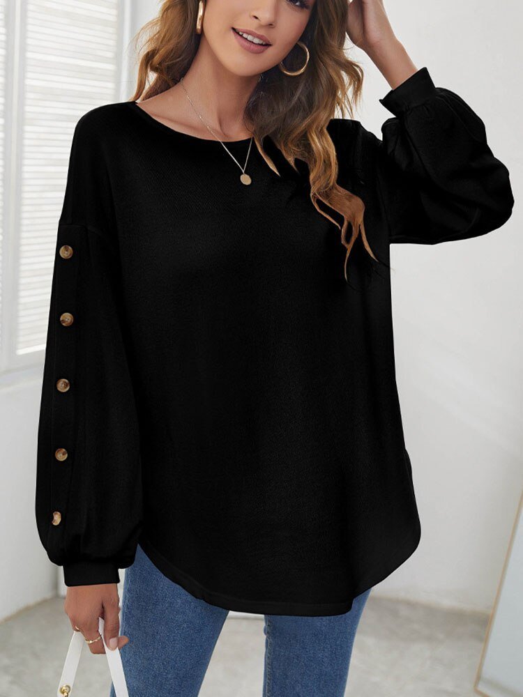 Ellise - Damenpullover mit Puffärmeln und Knöpfen