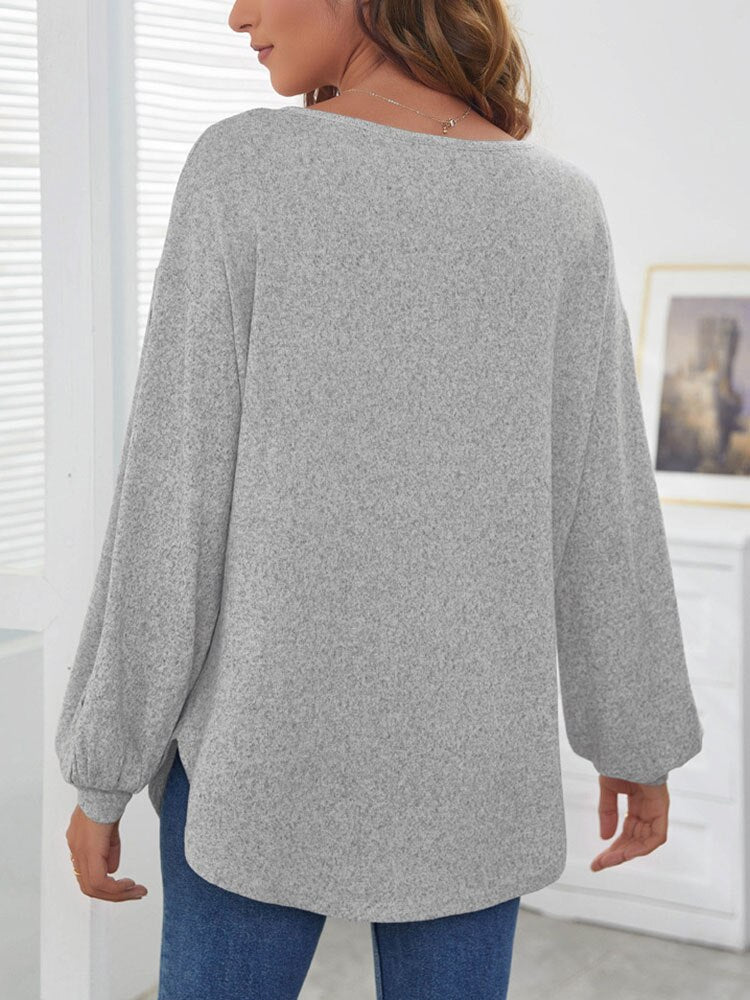 Ellise - Damenpullover mit Puffärmeln und Knöpfen
