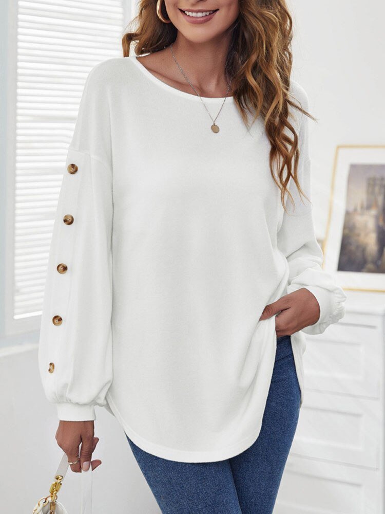 Ellise - Damenpullover mit Puffärmeln und Knöpfen