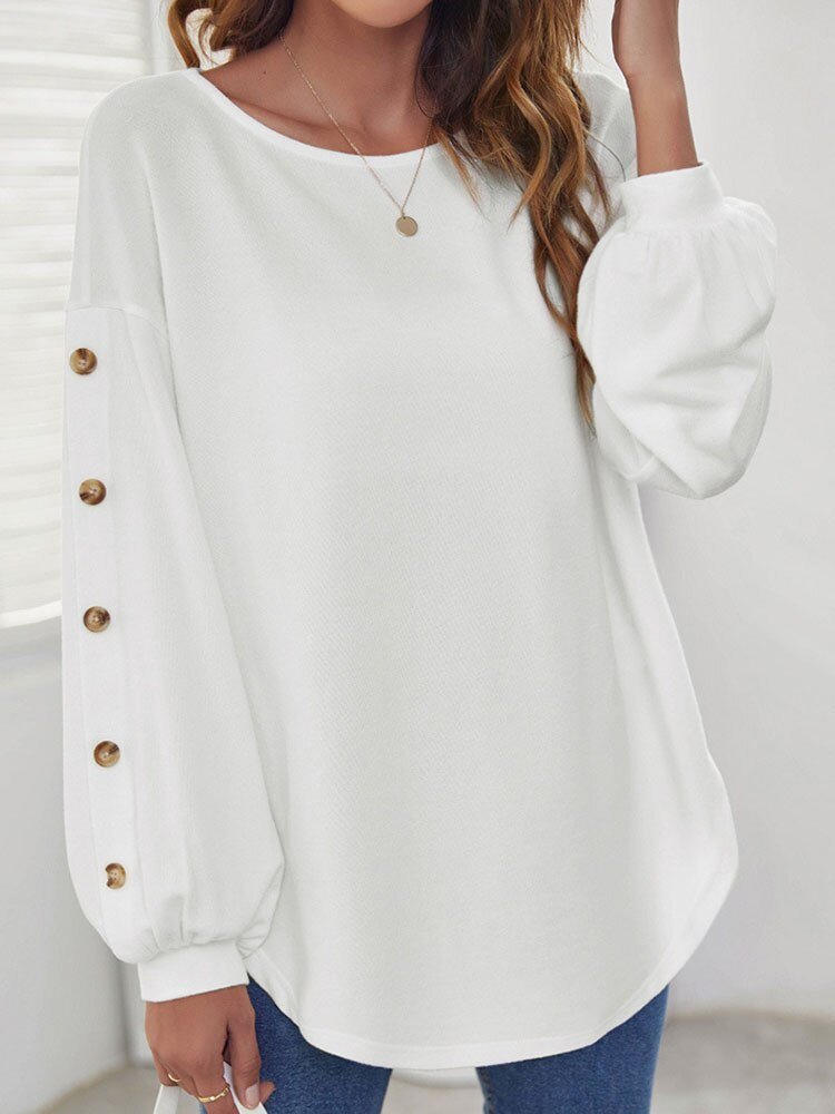 Ellise - Damenpullover mit Puffärmeln und Knöpfen