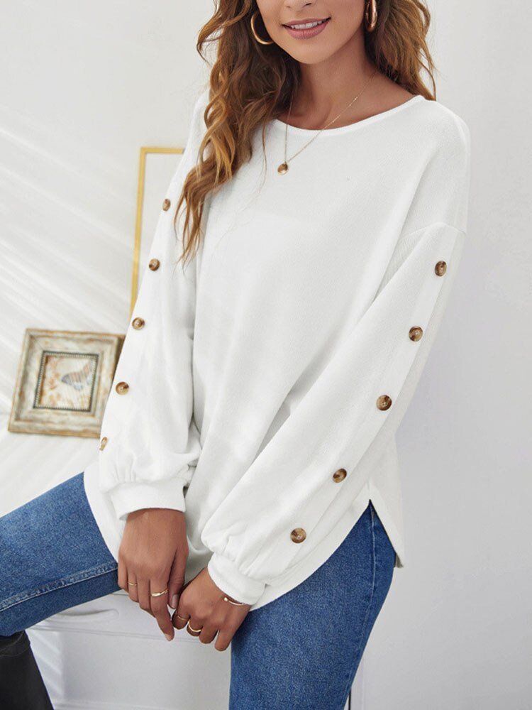 Ellise - Damenpullover mit Puffärmeln und Knöpfen