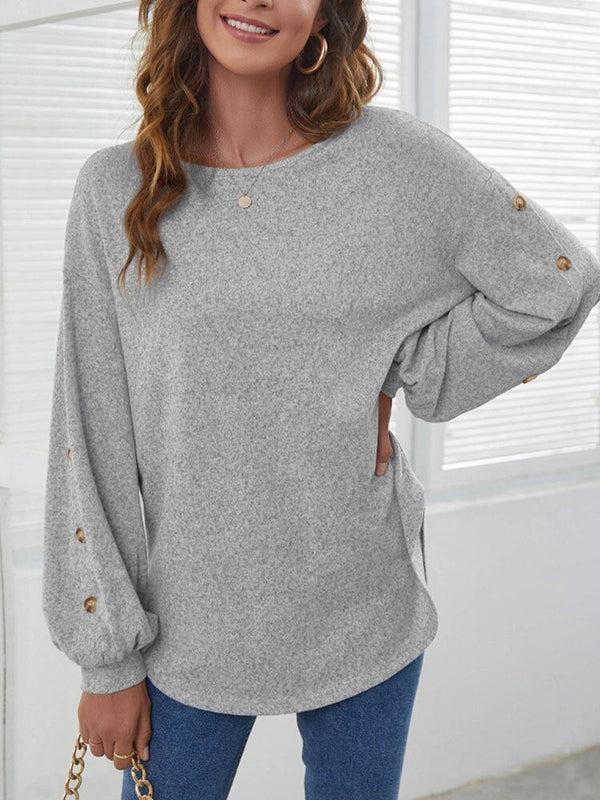 Ellise - Damenpullover mit Puffärmeln und Knöpfen