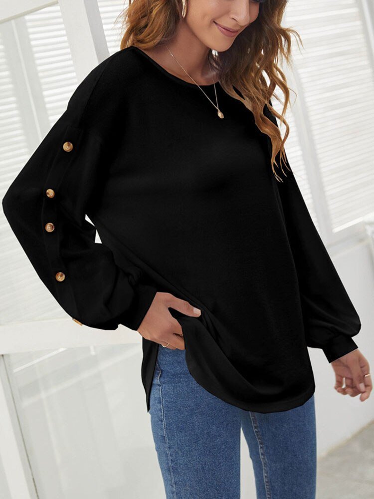 Ellise - Damenpullover mit Puffärmeln und Knöpfen