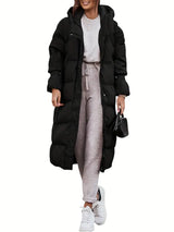 Lange Pufferjacke Mit Kapuze Für Damen | Warm