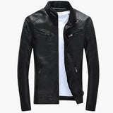 Leder-Motorradjacke Mit Stehkragen Für Herren | Winter