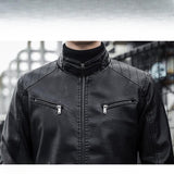 Leder-Motorradjacke Mit Stehkragen Für Herren | Winter