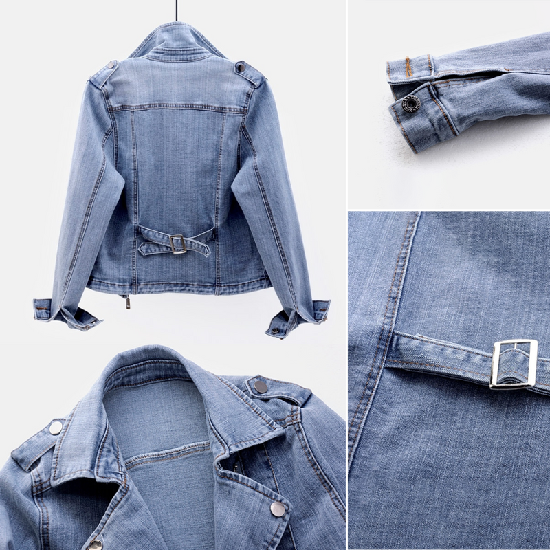 Denim Motorradjacke Für Damen | Reverskragen