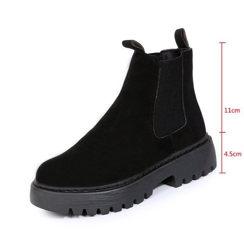 Damen-stiefeletten Zum Hineinschlüpfen Mit Dicker Sohle | Plateaustiefel
