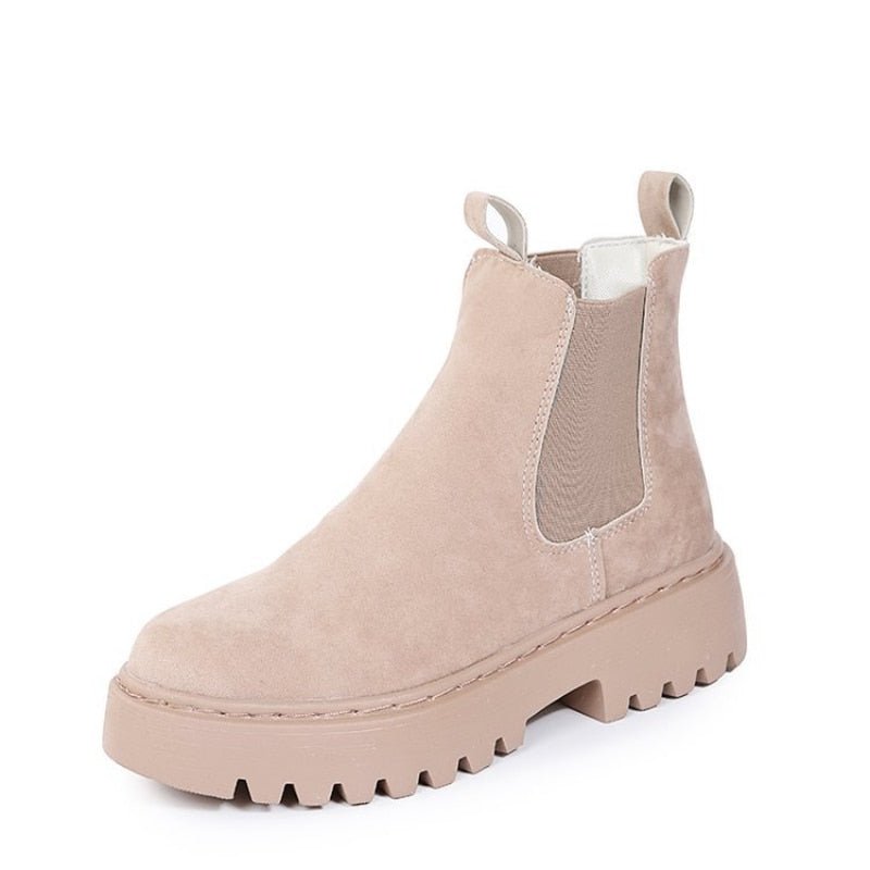 Damen-stiefeletten Zum Hineinschlüpfen Mit Dicker Sohle | Plateaustiefel