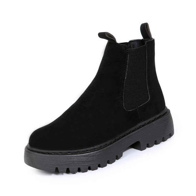 Damen-stiefeletten Zum Hineinschlüpfen Mit Dicker Sohle | Plateaustiefel