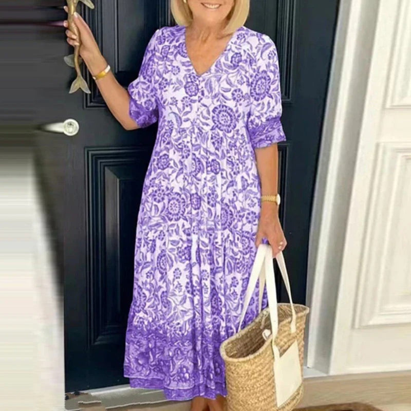 Böhmisches Sommerkleid Mit V-ausschnitt Für Frauen | Maxi