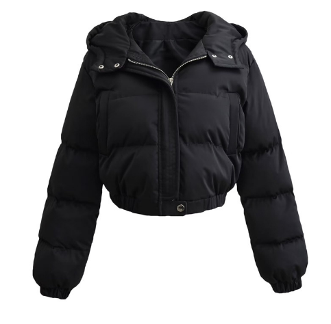 Stylische Cropped Puffer Winterjacke | Langarm