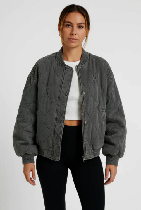 Kurze Bomberjacke Mit Reißverschluss Für Damen | Übergröße