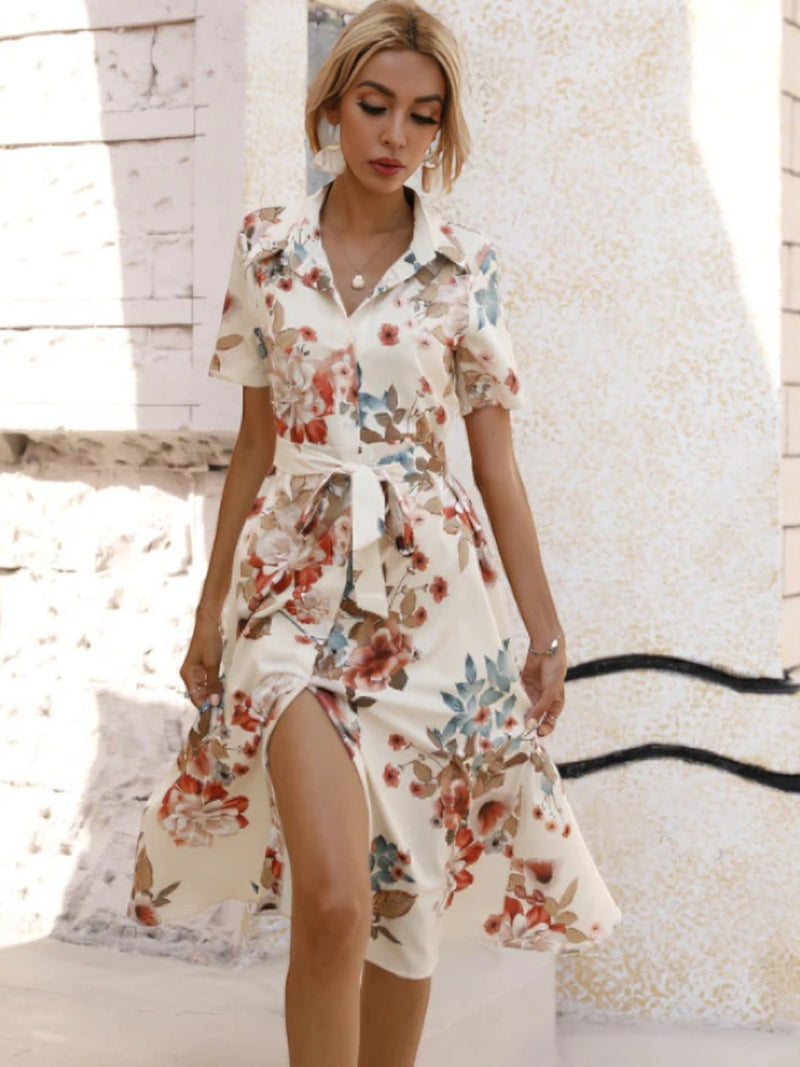 Calista | Schickes V-ausschnitt Sommerkleid Für Frauen | Midi
