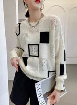 Strickpullover Mit Rundhalsausschnitt Und Karomuster Für Damen | Herbst