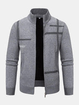 Klassischer Strickpullover Mit Karomuster Für Herren | Reißverschluss
