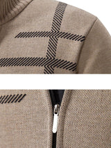 Klassischer Strickpullover Mit Karomuster Für Herren | Reißverschluss